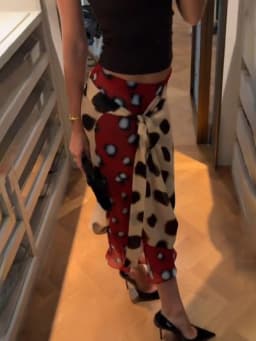 Vintage Two Tone Polka Dot Print Wrap Skirt Chic Irregular Hem Layered Chiffon Tie Waist Midi Skirt Summer Vacation Beachwear