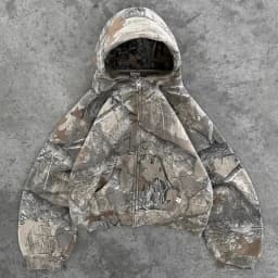 Camouflage Men Short Cotton Jacket Large Fur Collar Hooded Design Winter Thickened High Street American Style Coat Men Clothing