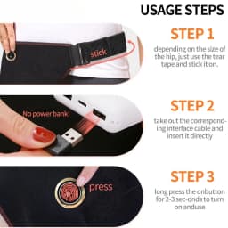 Cordless Heated Hip Support Brace with Massager Relief Lower Back Hip Heating Massage Support Hips Muscle Relaxation