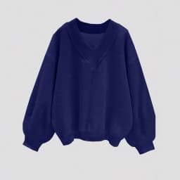 Women Fall V Neck Sweatshirt Loose Fit Long Sleeve Pullover Top Casual Solid Color Oversized Streetwear for Autumn Daily Wear