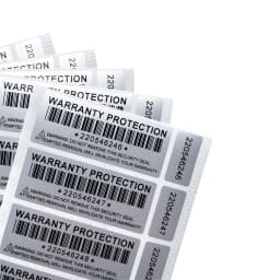 100% silver full transfer tamper obvious label security warranty invalid sticker Major minor double serial number label