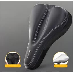 Silicone & Memory Foam Bike Seat Cover, Shock-Absorbing Anti-Slip Cushion, Magic Tape & Drawstring Options for Comfort Riding