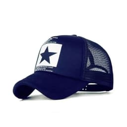 Unisex Summer Mesh Baseball Cap, Fashion Star Printed Adjustable Baseball Hat Snap Back Trucker Hat Ponytail Cap Outdoor Sports