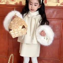 Girl's Woolen Small Fragrant Style Set Autumn And Winter 2026 New Children's Clothing Western-style Woolen Two-piece Set