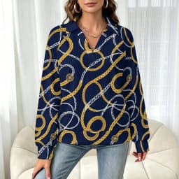 Betawoo Checkered Premium Casual Long Sleeve V-Neck Sweatshirt For Women