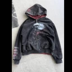 New Double-Sided Hooded Zipper Sweatshirt with Autumn and Winter American Printed Patchwork Cardigan Top and Outerwear Ins