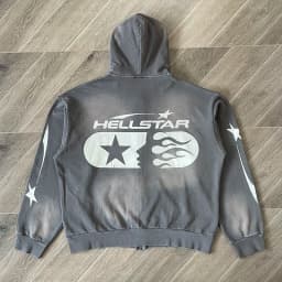 Black Hand Ink Splash Grey Washing Craft Zip Up Hoodie Zip Washing Cotton Hooded Sweater