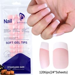 150Pcs/set White French Gel Nail Tips Medium Almond Nude Pink Press On Nail French Tips Matte/Glossy Frosted Soft Gel Nail Tips