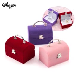 1 Piece Small Jewelry Box Velvet wedding Ring box Necklace Display Box Cute Bear Gift box Container Case for Jewelry Packaging