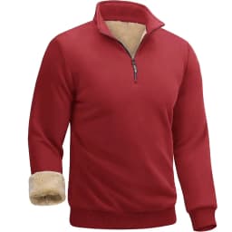 Men's Quarter Zip Pullover Premium Sherpa Lined Long Sleeve Shirts for Men Half Zip Sweatshirts Winter Warm Coats Outerwear