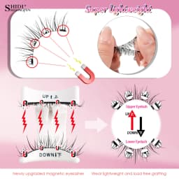 2 Pairs Magnetic Eyelash Natural Look Fluffy False Eyelashes Reusable Magnetic Eyelash Set with Applicator No Glue Need Makeup