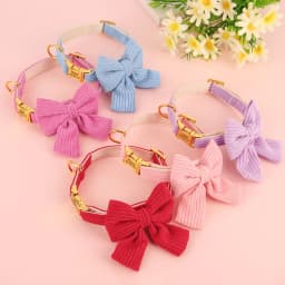 Free Personalized Dog Collar with Cute Bowknot Soft Velvt Pet Puppy Collars Necklace Adjustable For Small Medium Dogs Chihuahua