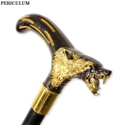 Black Gold Alloy Wolf Head Walking Cane with Curved Handle Detachable Cosplay Party Prop Decorative Walking Stick for Men And Wo