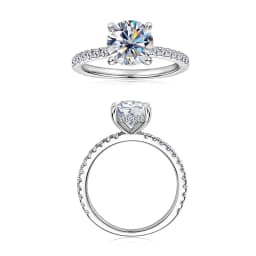 8mm 2.0CT Moissanite Solitaire Ring for Women 18k Gold Plated 925 Silver Engagement Wedding Promise Rings Finger Bands Jewelry