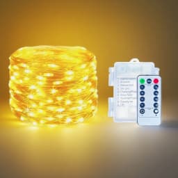 LED Fairy Lights Battery Operated Twinkle String Lights, Copper Wire Dimmable Firefly Lights with Remote Control Timer 8 Modes