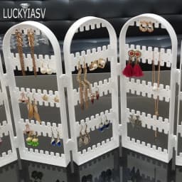 Clear 120/180/240/360 holes Plastic Earrings Studs Display Rack Folding Screen Earring Jewelry Display Holder Storage For Stud