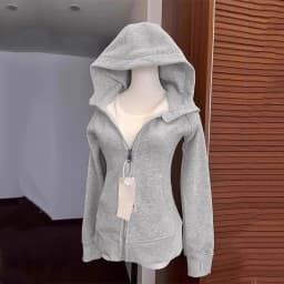 Korean Spring New Slim Solid Color Hooded Jacket 2026 Womens Hooded Zipper Slim Y2k Jacket Casual Fashion Street Sweatshirt Top