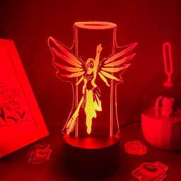 Overwatches OW Game Figure Mercy 3D Led Neon Night Lights Birthday Gift For Friends Gaming Room Table Cool Decor Mercy Lava Lamp
