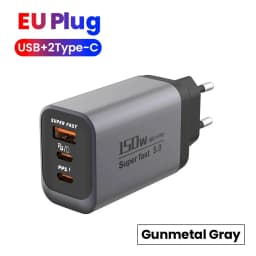 150W Fast Charging 3 Ports Mobile Phone Charger QC3.0 USB Type C Chargers Dual PD USB Wall Adapter EU/US Plug for iPhone Samsung