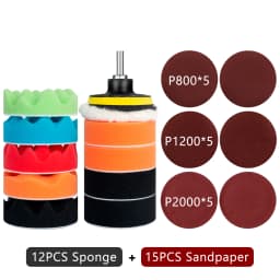 Car Polishing Sponge Pad Kit Wool Waxing Buffing Sponge Abrasive Disc Sandpaper For Sanding Headlight Refurbish Auto Detailing