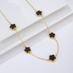 Natural Stone Shell Plant Five Leaf Flower Creative 20 Leaf Pendant Necklace Sweater Chain Women's Advanced Gift Clover