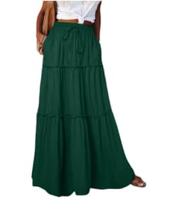 Women's Spring Autumn New Long Skirt Solid Color Fashionable Mushroom Layered Skirt High Waist Elastic Ruffle Skirt