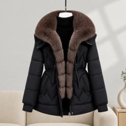 Parkas Women Down Cotton Jacket 2026 Winter Coat Large Fur Collar Warm Mid Long Cotton Padded Jacket Female Outerwear Overcoat