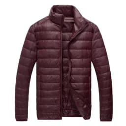 Schinteon Men Ultralight White Duck Down Jacket Thin Stand Collar Solid Color Simple Autumn Outwear