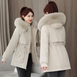 Women's Winter Jacket 2025 New Style Thickened Fleece Lined Waist-Cinching Warm Cotton Coat Long Sleeve Zipper Closure ...