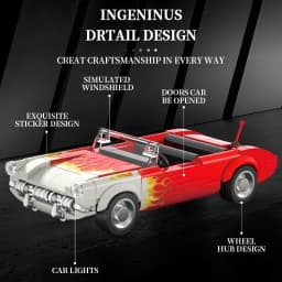 249PCS Retro C1 Convertible Car Building Blocks Flame Classic Car Models Vehicle Bricks Idea Desktop Display DIY Puzzle Toy Gift