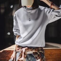 Maden Women's Loose Pullover Sweatshirt Women Air Layer Fabric Drop Shoulder Casual Long sleeve Top Light Gray for Autumn