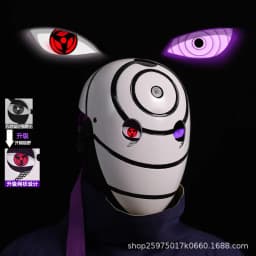 Naruto Anime Helmet mask eyes shining Cosplay Uchiha Obito Shine Mask Akatsuki Sharingan Cartoon Shine Highly Imitative toy Mask
