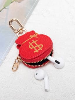 Creative Red Money Bag Pattern Coin Purse PU Leather Cute Panda Keychain Pendant Mini Storage Bag Small and Exquisite Girl's Gif