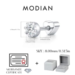 MODIAN D Color Moissanite Cartilage Stud 925 Sterling Heart Screw Stud Earrings Stackable Unisex Stud Earrings For Women Jewelry