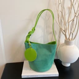 Fashion Solid Color Suede Bucket Bags Large Capacity Buckle Underarm Bag Shoulder Bag Women