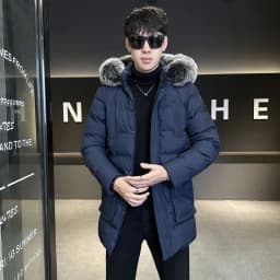 Autumn Winter Main Push Mid Length Solid Color Hooded Cotton Coat For Men Plus Size Korean Style Thick Warm Unisex Youth Trendy