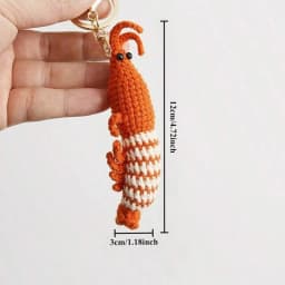1Pc Cute Shrimp Charm Bag Pendant Cartoon Mini Hand Knitted Keyring Lovely Pendant Couple Keychain Bag Accessories