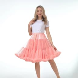 Skirt Length 55cm Women Tutu Skirt Solid Fluffy Tulle Princess Ball Gown Pettiskirt Ladys Ballet Party Performance Dress PP008