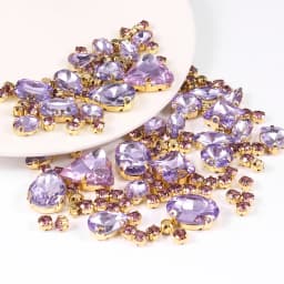 130pcs/lot Gold Claw Setting Glass Rhinestone Mixed Shape Sew On Crystal Stone Diamond for Wedding Dress Shoes Bags DIY Trim