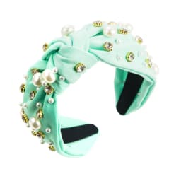 Hot Selling Fabric Knotted Headband Wide Edge Nail Diamond Pearl Hairband Korean Temperament Women's Hair Accessories