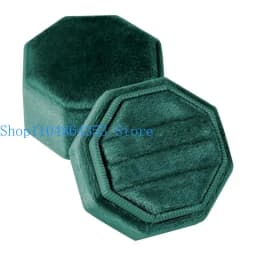 Octagonal Velvets Rings Box for Three Rings Soft Flannel Engagement Display Case Flannel Jewelry Organizers for Rings