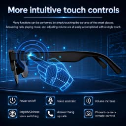 Smart Glasses Hands-Free Calling AI Chat Logging Music Playback Bluetooth Sunglasses for Men Touch Control Selfie Anti Glare