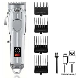 Professional Hair Clippers for Men Professional - Cordless Barber Clippers for Hair Cutting & Grooming Rechargeable Beard Trimmer USB Rechargeable Grooming Kit with 4 Guide Combs & Cleaning Brush
