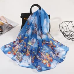 Ultra-thin Soft Chiffon Sun Protection Beach Towel Butterfly Printed Long Women's Shawl Scarf