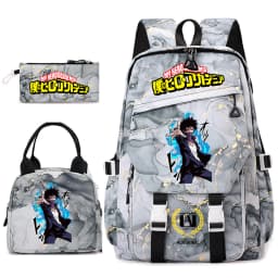 My Hero Academia Anime Print School Backpack Set for Girls Casual Lightweight Student Bookbag with Lunch Bag Pencil Case