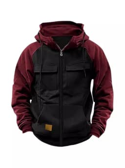 Men Hoody Sweatshirts Spring Autumn Zip Collar Pocket Long Sleeve Loose Cardigan Hooded Coats YZXFS-W2002