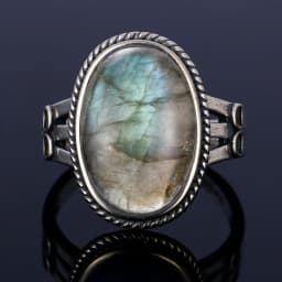 Silver Ring for Women Oval Round Natural Labradorite Ring Gift Sun Shaped Retro Luxury Fine Jewelry