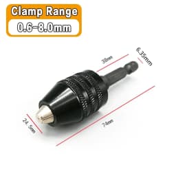 STONEGO 0.8-10mm Keyless Drill Chuck Converter 3/8"- 24UNF Thread Quick Change Adapter 1/4" Hex Shank