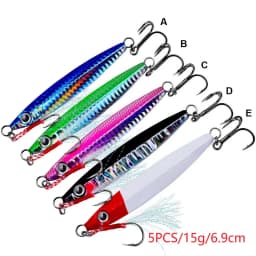 5Pcs 3D Eyes Metal Jig Lure 10g 15g 20g 30g 40g 60g Bionic Bait Saltwater Shore Casting Fishing Lure Fishing Tackle Quality Hook