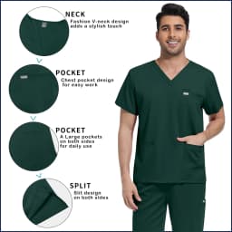 V-Neck Scrubs Top Straight Pants Uniforms Set Medical Nurse Uniforms Hospital Dentist Overalls Pharmacy Work Clothes Pocket Suit